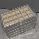 Frebeauty Acrylic Jewelry Organizer Earring Organizer Box with 5 Drawers Earring Holder Organizer with Velvet Trays Clear Jewelry Box for Women Earring Display for Rings Studs(Beige)