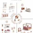 ROBUD Doll House - Wooden Bohemian Dollhouse with Realistic Design, Includes 37 Pieces of Furniture & Accessories for Kids Ages 3+, One Size