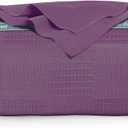 100% Cotton Blanket Twin Size 90x90 - Lightweight Breathable Waffle Weave Thermal Throw for Bed, Sofa & Couch - Soft Cozy, Durable Summer Bedding, All Season Comfort for Home, Travel & Camping, (Plum) (Coffee)