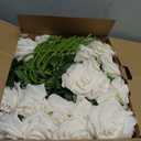 120 Pcs White Rose Artificial Flowers Bulk, Ivory Silk Fake Roses with Long Stem for Wedding Decoration, Bridal Bouquets, DIY Flower Wall, Party Table Centerpieces, Home Decor