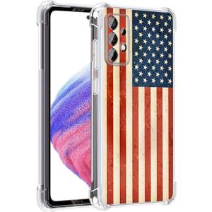 Galaxy A53 5G Case, Retro American Flag Drop Protection Shockproof Case TPU Full Body Protective Scratch-Resistant Cover for Samsung Galaxy A53 5G
