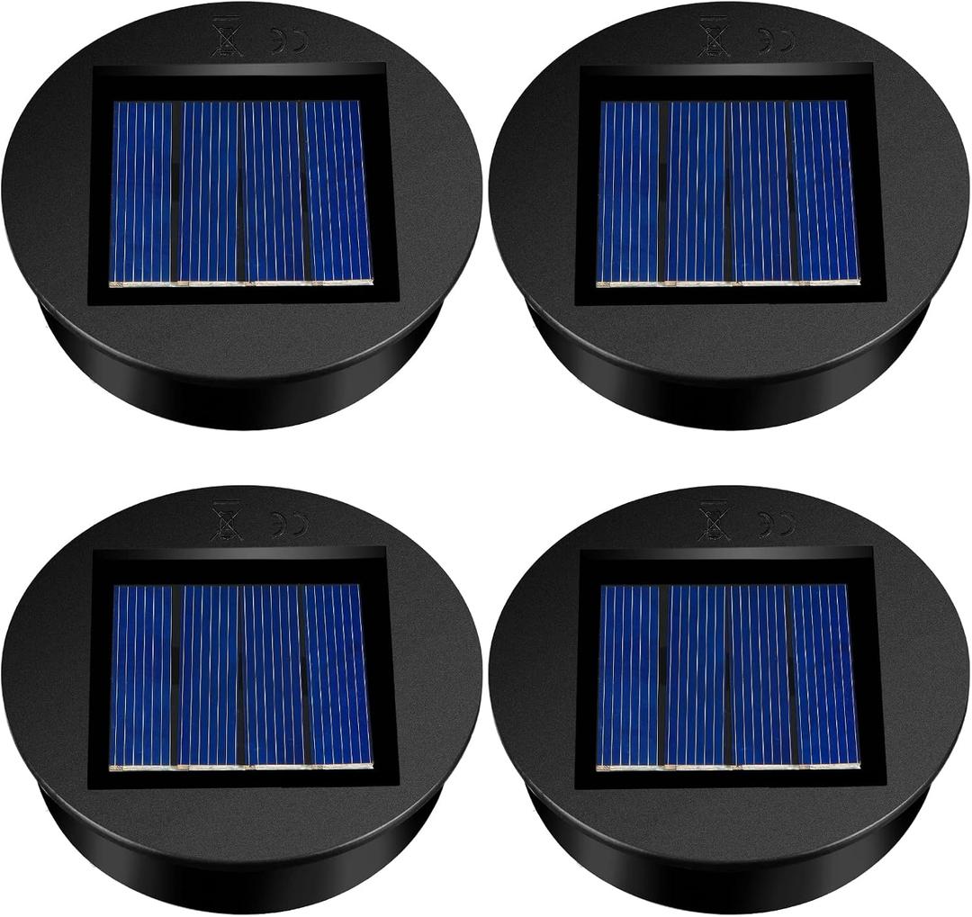 4 Pieces Replacement Solar Light Tops Outdoor Hanging Lantern Solar Light Parts Round Waterproof Decorative for Outdoor Hanging Lanterns, Warm(4.3 Inch in Diameter)
