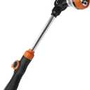 Diivoo Watering Wand Heavy Duty, Metal Garden Hose Wand with 8 Spray Patterns, 18 Inch Long Hose Nozzle Sprayer with Thumb Flow Control & 180 Adjustable Spray Angle, Ideal for Plants,Flowers,Car (Orange)