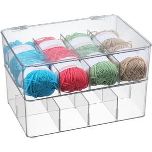 Clear Divided Storage Organizer Container Box with Lid Removable Divided Storage Medicine and Tea Bag Box Dresser Organizers Plastic Storage Bins for Cosmetics,Crafts,Coffee Pods (1)