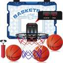 Upgraded LED Light Indoor Mini Basketball Hoop (Navy Blue)