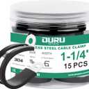 15pcs 1-1/4 Inch Stainless Steel Cable Clamps,Rubber Coated Cushioned Insulated Cable Clamp,Automotive Cable Wire Clamps,Pipe Clamps,Metal Clamp for Tube,Lines,Wire Cord Installation(Black,32mm)