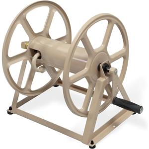 Liberty Garden 709 Steel Wall/Floor Mounted Hose Reel, Holds 200-Feet of 5/8-Inch Hose - Tan, 17.6 x 22 x 15