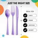 Party Solids Lavender Plastic Silverware Heavy Duty 150 Pieces Lavender Disposable Silverware Heavy Duty, Utensil Sets, 50 Of Each Forks, Knives & Spoons Disposable Cutlery Set For Party Supplies