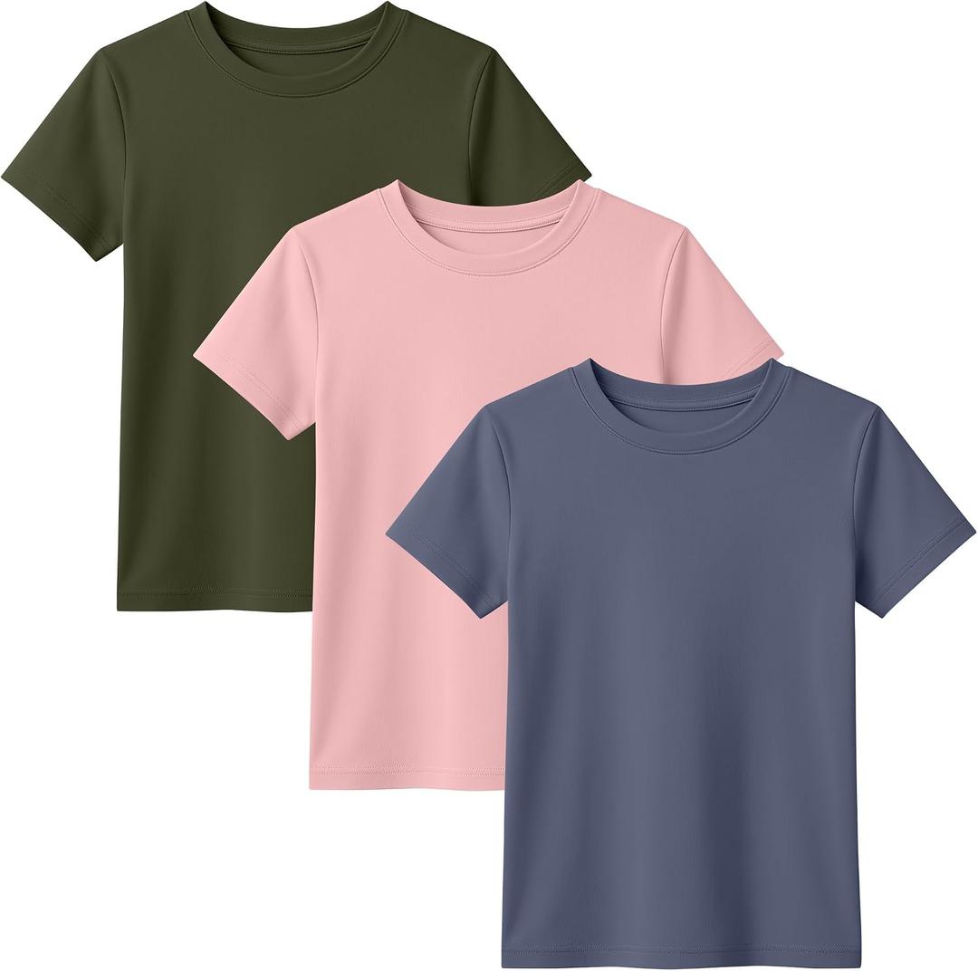 3 Pack Toddler Short Sleeve Tops | Crew Neck, Slim Fit, Summer Tees, Basic, Cute, Casual Tops, for Kids 18M-5T (Blue)