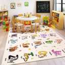 Bolacrom Kids Rugs for Playroom Educational Rug for Learn The ABC Alphabet, Soft Machine Washable Non-Slip Cute Carpet for Classroom Toddler Nursery Kids Room Decor Mat
