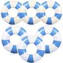6 Pcs Large Swim Ring with Handles 47.24 Inch 35.43 Inch Inflatable Striped Pool Inner Tubes Swimming Pool Ring Float for Teens Adults Summer Beach Party Supplies(Blue White)