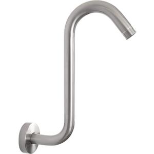 NearMoon S Shaped Shower Head Riser Arm, Shower Extender Arm with Flange, Standard 1/2" Connection- Bathroom Accessory (10 Inch, Brushed Nickel)