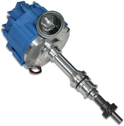 Aflle Racing Blue Cap HEI Ignition Distributor 65K Coil Fits Ford 351C 351M 400 429 460 8 Cylinders (OE: JM6502BL, 1046013)
