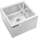 DuraSteel 24x24x13 Commercial Floor Mop Sink - NSF Certified 304 Stainless Steel Utility Room Service Basin with Leak Proof Flat Drain - Large Tub for Dog Washing, Filling Water Bucket, Cleanup
