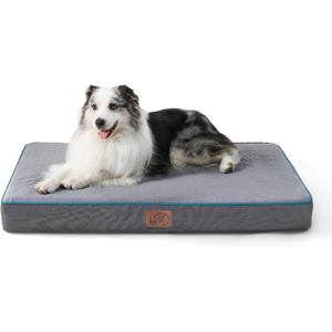 Bedsure Orthopedic Dog Bed for Large Dogs - Memory Foam Pet Mat, 2-Layer Thick Pet Mattress with Removable Washable Cover and Waterproof Lining (36x27x3.5 Inches), Grey (36.0"L x 27.0"W x 3.5"Th)