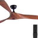 VONLUCE Ceiling Fan No Light, 52" Mid Century Ceiling Fans and Remote Control, 6 Speeds Noiseless DC Motor, 3 ABS Blades, Indoor Ceiling Fan for Kitchen Bedroom Living Room Farmhouse, Walnut