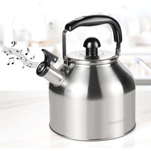 4.2 Quart/4L Large Whistling Tea Kettle, 304 Stainless Steel Brushed Satin, Fast Boil for Induction & Gas Stoves