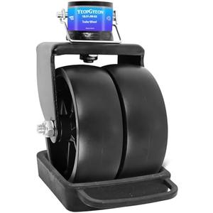 Trailer Jack Wheel with Chock - 6" Dual Caster with Double Wheel Chock Capacity 2000lbs fits Any Jack Better Soft Ground Roll Trailer Parts(Black)