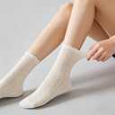 Cityelf 7 Pack Women's Black Ruffle Socks Mesh Lace Cotton Casual Crew Ultra Thin Frilly Ankle Socks