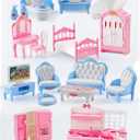 35 Pcs Dollhouse Furniture Accessories Set Mini House Furniture Small Dollhouse Miniature Furniture Play House Accessories 1:12 Tiny Kitchen Bedroom Living Room Bathroom Boy Girl Toddler3Y+