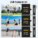 Volleyball Badminton Pickleball 3-in-1 Combo Net Set for Backyards, 5.1-7.4ft Adjustable Height Freestanding Indoor Sports Nets, Portable 17ft Outdoor Net with Carry Bag, Rackets and Balls
