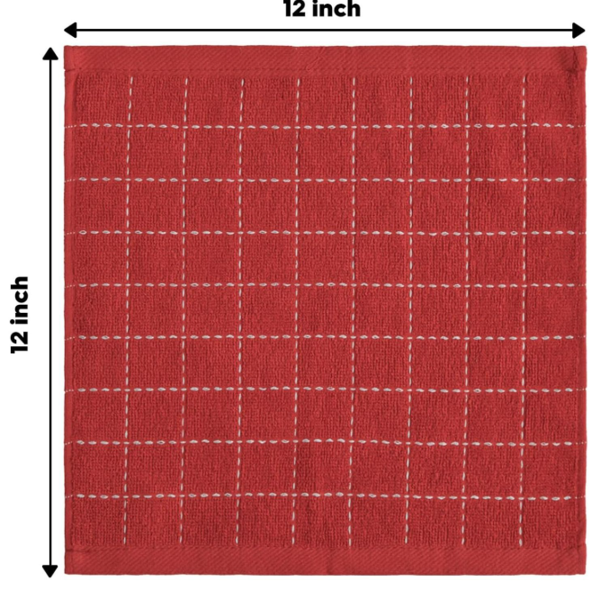 100% Cotton Red And White Checker 12×12" Dish Towels (8Pk)