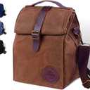ASEBBO Insulated Lunch Bag 10L Sturdy Waxed Canvas Lunch Box for Men and Women, Leakproof Insulated Cooler Bag for Work Picnic Hiking, Lunchbox for Adults with Shoulder Strap (Brown) (Heritage Classic Bag)