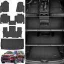 Floor Mats & Cargo Liner Fit for 2022-2025 Jeep Wagoneer 7 seat (Not Fit for L or 8 Set), with 2nd Row Bench Seat All Weather Protection TPE Rubber Full Set Automotive Mat Accessories, Black