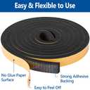 Kikerike Self Adhesive Foam Tape Weatherstrip 1in x 1in x 13Ft High Density Foam Insulation Strips Seal Weather Stripping with Strong Adhesive for Door and Window Sound Isolation Soundproofing