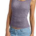 Womens Tank Tops Crewneck Sleeveless Summer Sweaters Vest Casual Basic Tees Ribbed Shirts (Purple, S)