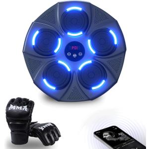 Music Boxing Machine for Adults, Boxing Machine Wall Mounted Music with Gloves, Boxing Music Workout Machine for Home, Indoor and Gym (Round)