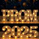 Rossesay 2 Pcs LED 2025 Prom Marquee Letters Signs Large Prom 2025 Letters with Lights Graduation Centerpieces for Tables Wooden Light up Signs Preschool Senior College Graduation Party Supplies