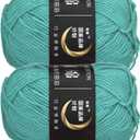 uxcell Acrylic Yarn Skeins, 2 Pack of 50g/1.76oz Soft Crochet Yarns for Knitting and Crocheting Craft Project, Blue-Green