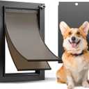 Dog Door for Door, Doggy Door Doggie Door, Medium Dog Door All Aluminum Black, Heavy Duty Pet Door, Double Magnetic Flaps, Thermal Tnsulation, Energy Efficient, Sliding Lock Panel (Pets Up to 45Lb)