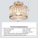 Rpzloila Crystal Ceiling Light Fixture, Modern Semi Flush Mount Ceiling Light,Crystal Chandelier for Kitchen Bedroom Bathroom Entryway Nickel Finish (Bulb not Included)