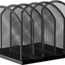 5-Section Vertical Desktop Organizer, 5-Section Mesh File Folder Stand Sorter for Office Home Classroom Organization (1, Black)