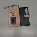 Case for Samsung Galaxy S24 FE, PU Leather Flip Shell with Card Slots Magnetic Closure Strap Hand Shockproof Kickstand Case for Samsung Galaxy S24 FE 6.7 Inch, Rose Gold