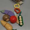 ROBOTIME Wooden Play Food Cutting Vegetable Set, Pretend Play Toy Food for Play Kitchen with Shopping Bag  Kids Kitchen Accessories, Wooden Veggie Toys for Boys & Girls