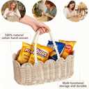 Set of 2 Scalloped Basket, Wicker Storage Baskets, Hand Woven Baskets for Shelves,Natural Baskets for Organizing (Rattan(Ellipse-16"L x 10"W x 7"H))