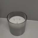 NICEME Extra Large 3 Wick Battery Operated Candle, 6"x6" Big Clear Glass Flameless Candles with Remote, Real Wax Flickering Led Pillar Fake Giant Candle for Wedding Party Holiday Home Decor, Grey