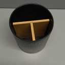 LoeJan 3 Compartment Utensil Holder, Extra Large Utensil Crock, Stable Ceramic Utensil Organizer, Cooking Tool Organizer Set for Kitchen Counter Farmhouse Decor (B-Black(Vertical Stripe))