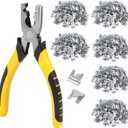 1800PCS Wire Cage Clips and Pliers Rabbit Chicken Wire Cage Clips J Clip Snap Fencing Pliers for Bird Pet Dog Hog Cages Building Supplies