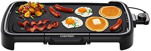 Chefman XL Electric Griddle with Removable Temperature Control, Immersible Flat Top Grill, Burger, Eggs, Pancake Griddle, Nonstick Extra Large Cooking Surface, Slide Out Drip Tray, 10 x 20 Inch