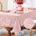 Romanstile Jacquard Rectangle Tablecloth - Waterproof Damask Floral Pattern Decorative Table Cloths Heavy Weight Fabric Table Covers for Dinner/Parties/Outdoor - 60 x 120 Inch, Pink (Flower - Pink Green)