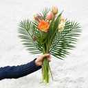 14Pcs Artificial Palm Leaves, 20.4" Outdoor Faux Palm Fronds Fake Tropical Palm Leaves For Palm Sunday Flower Arrangement Wedding Birthday Party Home Spring Summer Decor