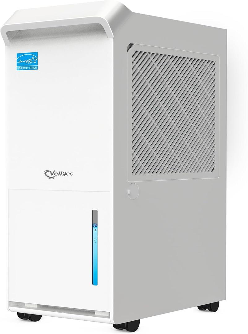 5,000 Sq.Ft Energy Star Dehumidifier, Vellgoo Max 100 Pint/D Smart Compressor Dehumidifier for Basement with Drain Hose, for Home,Large Rooms