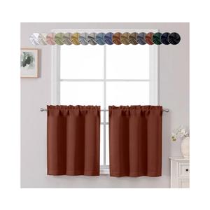 Chyhomenyc Terracotta Short Blackout Curtains 24 Inch Length, Small Kitchen Curtain Tier Rod Pocket Half Window Curtains for Bathroom Basement Cabinet Camper RV Bunk, 2 PCS, Each 30" Wx24 L