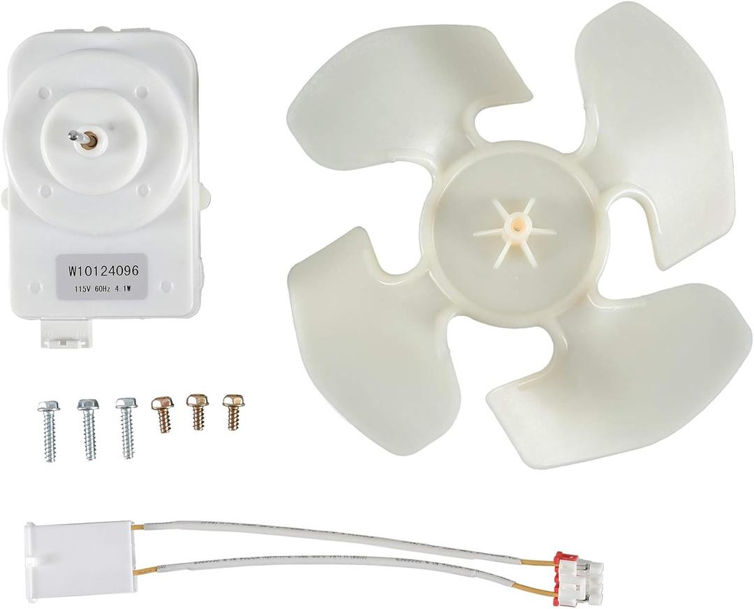 W10124096 Refrigerator Condenser Fan Motor Kit Compatible with Whirlpool Refrigerator Replaces AP4318657 2315558 PS1957416 W10124096VP