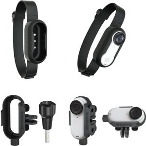 360 GO 3/ GO 3S Camera Multifunctional Silicone Strap + Mount Adapter for Insta360 GO 3 / GO 3S Drone Mount Wristband Backpack Stripe Bicycle Strap Cat Collar Tripod Mount ect., Black