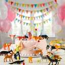 Soulchen 60 Jungle Animals Birthday Party Decorations Animal Figurines Cake Toppers with 60 Mini DIY Paper Hats 60 Bows for Safari Cake Decorations Wild Zoo Themed Party Decoration